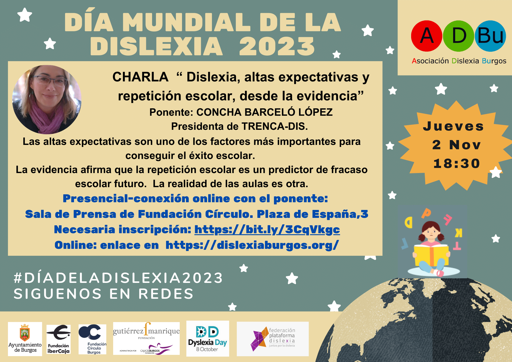 CHARLA “ Dislexia, altas expectativas y repetición escolar, desde la evidencia” Ponente: CONCHA BARCELÓ LÓPEZ Presidenta de TRENCA-DIS.